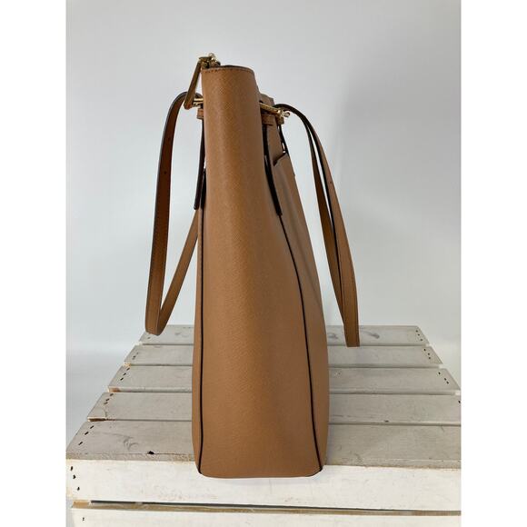 MICHAEL KORS, LARGE BROWN SAFFIANO LEATHER SHOULDER BAG - Picture 2 of 12